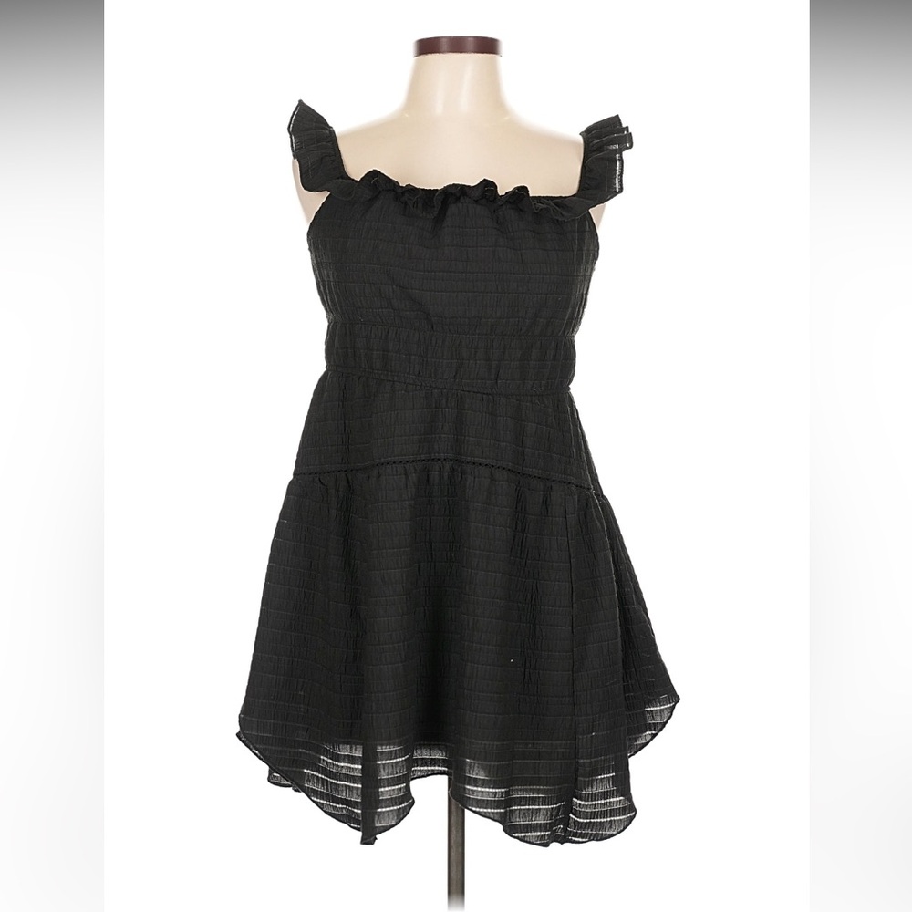 Wild Fable Milkmaid Summer Sundress Ruffle Shoulder Stretchy Black Eyelet